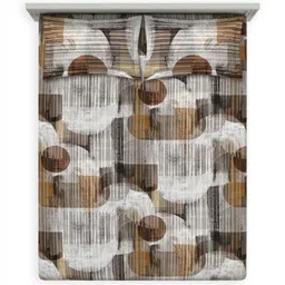 DDecor Brown Striped Printed 180 TC Cotton Double King Bedsheet Set 2.74 m x 2.74 m image 5