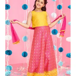 Global Desi Girl Beige & Yellow Printed Lehenga Choli with Dupatta-picture-11