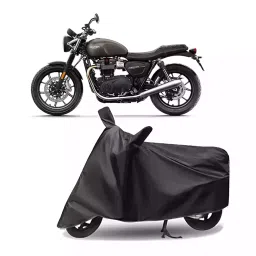 Auto Pearl Polyester Two Wheeler Cover for Triumph Street Twin (Grey)-picture-23