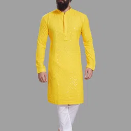 DIVISIVE Embroidered Mandarin Collar Thread Work A-Line Kurta image 3