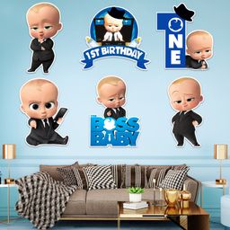 Zyozi Boss Baby 1st Birthday Cardstock Cutout With Glue Dot for Kids Theme Blue -  Pack of 7-picture-7