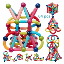 Bit Feex Magnetic Sticks Magnetic Balls Magnetic Blocks - 64 Pieces-image-59