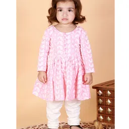 VASTRAMAY SISHU Full Sleeves Chikankari  Kurta & Leggings -Pink & White-picture-10