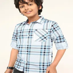 Bonkids 100% Cotton Woven Full Sleeves Checked Shirt - Multi-picture-11