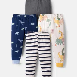 Kidi Wav Pack Of 4 Striped & Dinosaur Printed Pyjamas - Multi Colour-picture-20