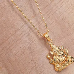 JFL - JEWELLERY FOR LESS Gold-Plated Lord Ganesha Pendant with Chain image 3