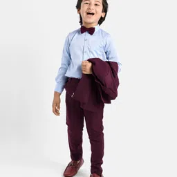 Mark & Mia Full Sleeves Solid Party Suit with Bow Tie - Maroon image 2