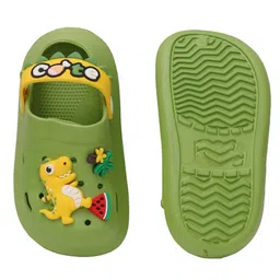 Yellow Bee Dinosaur & Fruits Designed Clogs - Green image 3