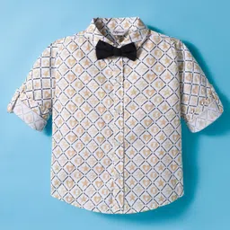 ToffyHouse Poplin Woven Full Sleeves Printed Party Shirt & Trouser Set With Bow & Suspender - Black image 2