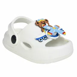 Yellow Bee Teddy Bear & Aeroplace Rotating Applique Detailed With Sling Back Clogs - White image 3