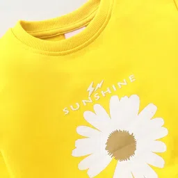 Kookie Kids Full Sleeves Sweatshirt Flower Print - Yellow image 3