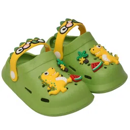 Yellow Bee Dinosaur & Fruits Designed Clogs - Green image 4