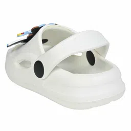 Yellow Bee Teddy Bear & Aeroplace Rotating Applique Detailed With Sling Back Clogs - White image 4