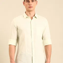 Linen Club Contemporary Slim Fit Spread Collar Pure Linen Casual Shirt-picture-30