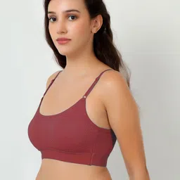 samvar Women Cotton Maroon,Black Non Padded Non-Wired Lingerie Bra Sport wear Gym Crop Tank Top image 2