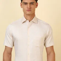 Allen Solly Sport Floral Textured Spread Collar Half Sleeves Pure Cotton Formal Shirt-picture-23