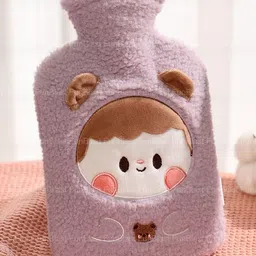 FunBlast Cartoon Design Hot Water Bag with Soft Cover 1000 ML - Purple image 5