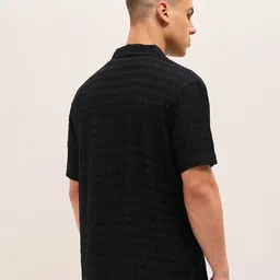 THE BEAR HOUSE Men Relaxed Fit Textured Cuban Collar Casual Shirt image 5