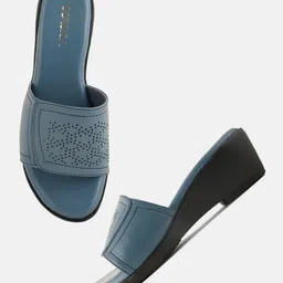 CORSICA Textured Wedge Sandals with Laser Cuts image 3