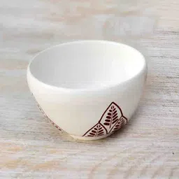 Fanusta Bahaar White Ceramic Bowl (100 ml) - Set of 1 image 1