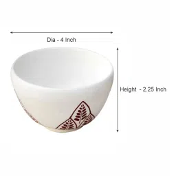 Fanusta Bahaar White Ceramic Bowl (100 ml) - Set of 1 image 3