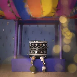 Taasha Craft Set Of 7 Threaded Mirror Studded & Beaded Bangles-picture-48