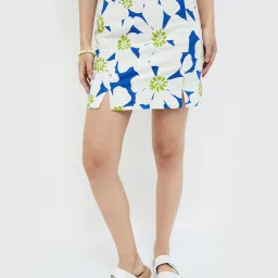 Ginger by Lifestyle Off White Linen Floral Print Skirt image 1