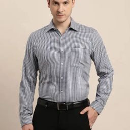 Turtle Grey Cotton Slim Fit Dobby Shirt-picture-15
