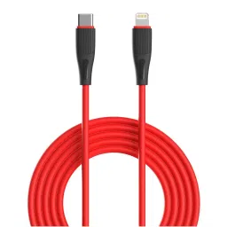 Portronics Silklink 20W Type-C to 8 Pin Fast charging Cable for Lightning Devices 1M (Red) image 1