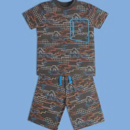 MINIKLUB Kids Grey & Brown Printed T-Shirt Set image 1
