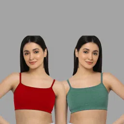 AROUSY Red & Green Cotton Beginner's Bras - Pack Of 2 image 1