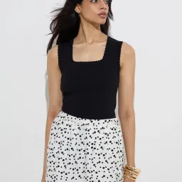 Wardrobe by Westside Black Ribbed-Textured Top image 1