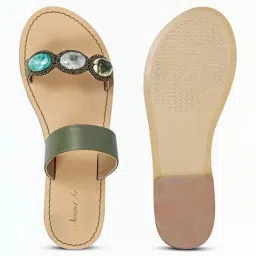 Saint G Women's Adorned Olive Casual Sandals image 4