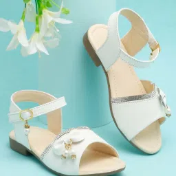 Tiny Bugs Kids White Bow Embellished Ankle Strap Sandals image 1