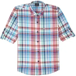 Cavio Boys Blue Cotton Chequered Shirt image 4