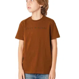 Jack & Jones Junior Brown Cotton Printed T-Shirt image 1