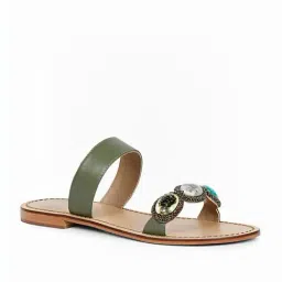 Saint G Women's Adorned Olive Casual Sandals image 2