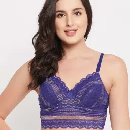 Clovia Blue Lace Work Bralette Bra image 1