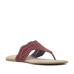 Bata Women's Maroon Thong Sandals-image-29