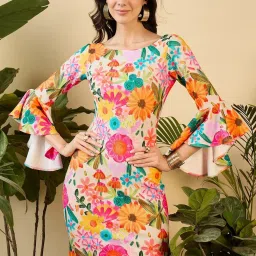 mabish by sonal jain Bell Sleeve printed mini Dress in Multi Color Floral Print image 1