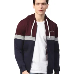 Spykar Maroon & Blue Hooded Sweatshirt-image-97