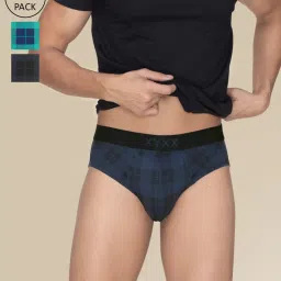 XYXX Multicolored Regular Fit Checks Briefs - Pack Of 3 image 1