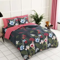 Bianca La Vogue Floral Olive Green 152 TC Fabric Double Bedsheet with 2 Pillow Covers-picture-11