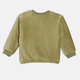 Miniklub Boys Olive Cotton Embroidered Sweatshirt image 2