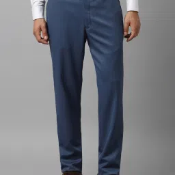 Louis Philippe Navy Slim Fit Texture Trousers image 1