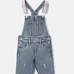 United Colors of Benetton Kids Blue Solid Dungaree image 1