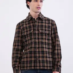 Spykar Jet Black Cotton Regular Fit Checked Jacket-picture-28