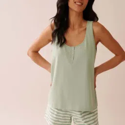 La Vie En Rose Green Cotton Regular Fit Camisole-picture-32