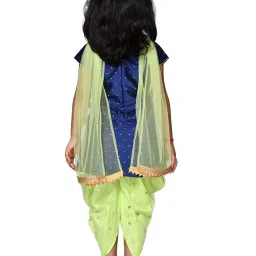 Saka Designs Kids Navy & Green Printed Kurti with Dhoti & Dupatta image 2