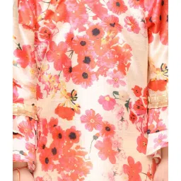 Saka Designs Kids Light Pink & Ivory Floral Print Full Sleeves Kurta with Sharara & Dupatta image 4